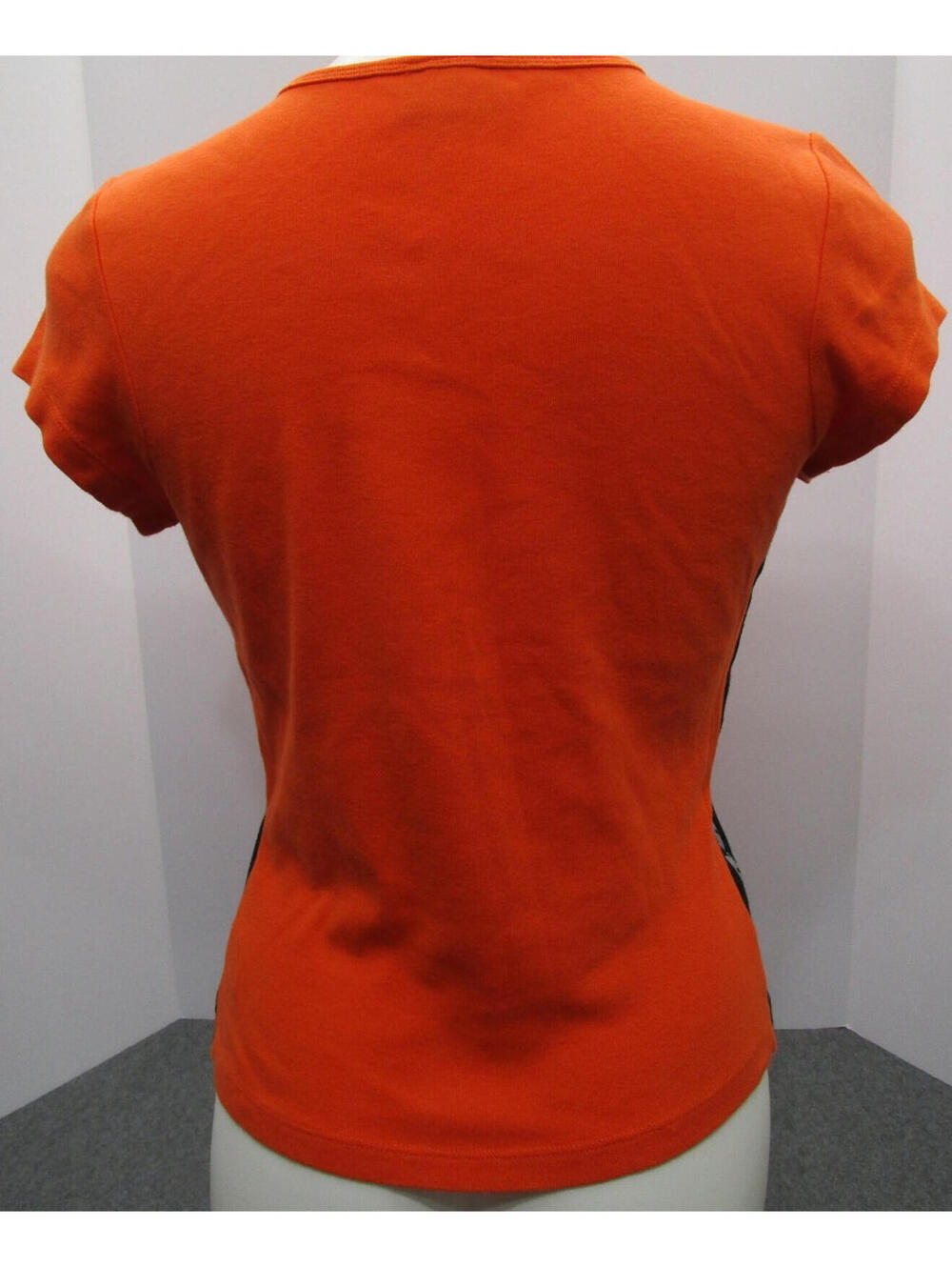Harley Davidson Wmn's Shirt Size XL Late Vintage 90'S  Orange Black Side Insert - Picture 4 of 9